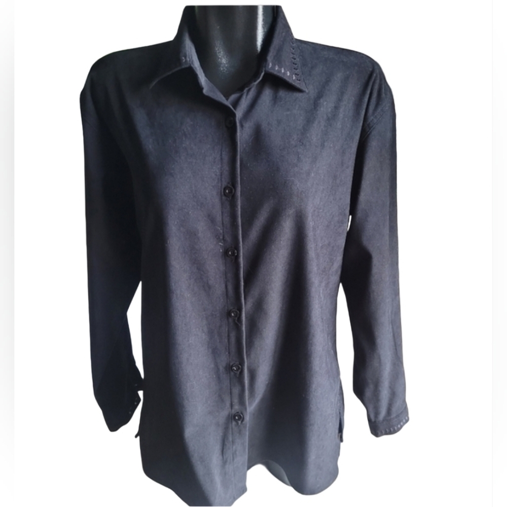 Northern Reflections Black Shirt with Embroidered Detailing Size M